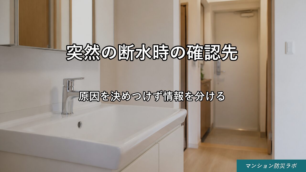マンション室内の洗面台と閉じた蛇口